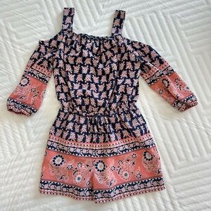 My Michelle Navy and Pink Floral Romper